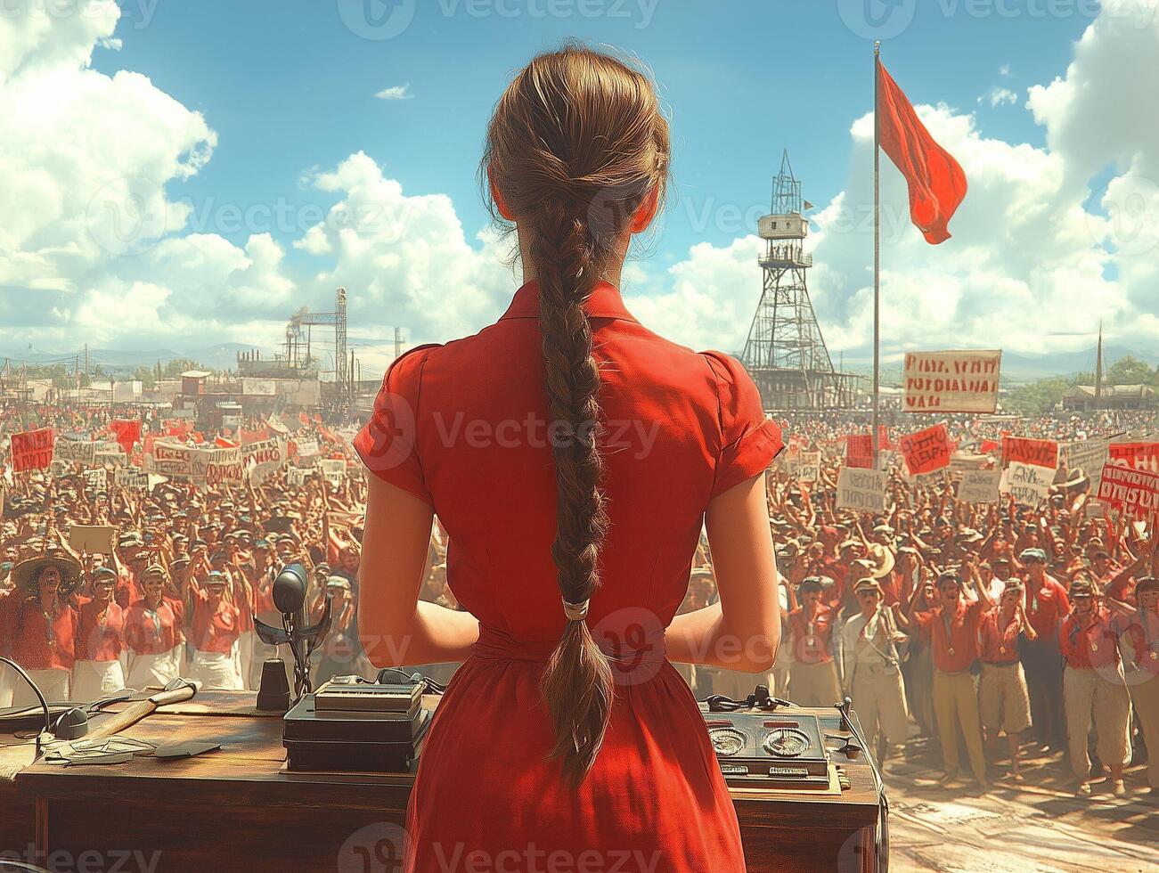 Woman Speaking at a Political Rally photo