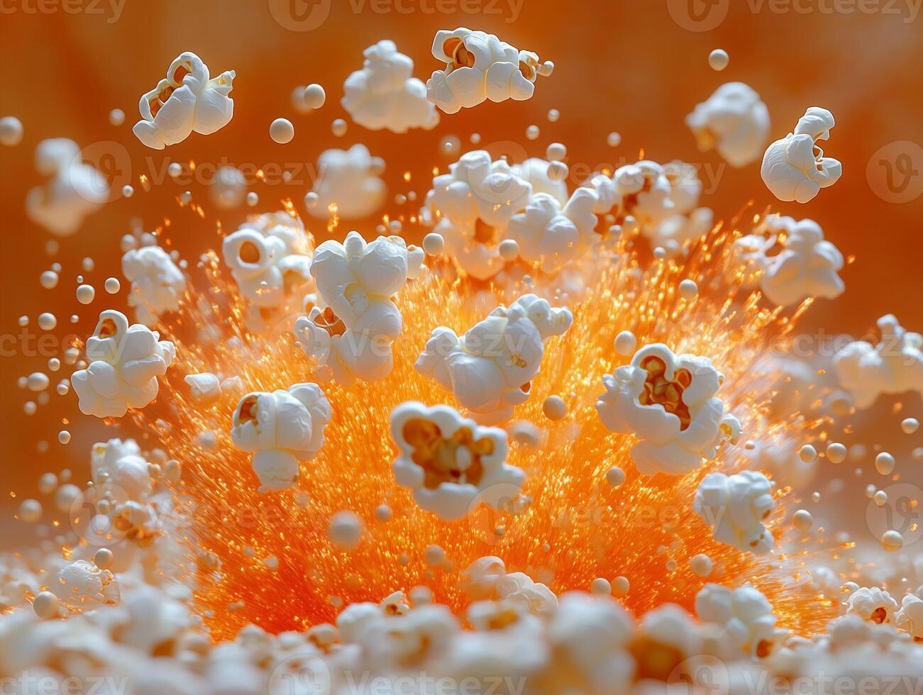 Orange Lit Popcorn Explosion in Air photo