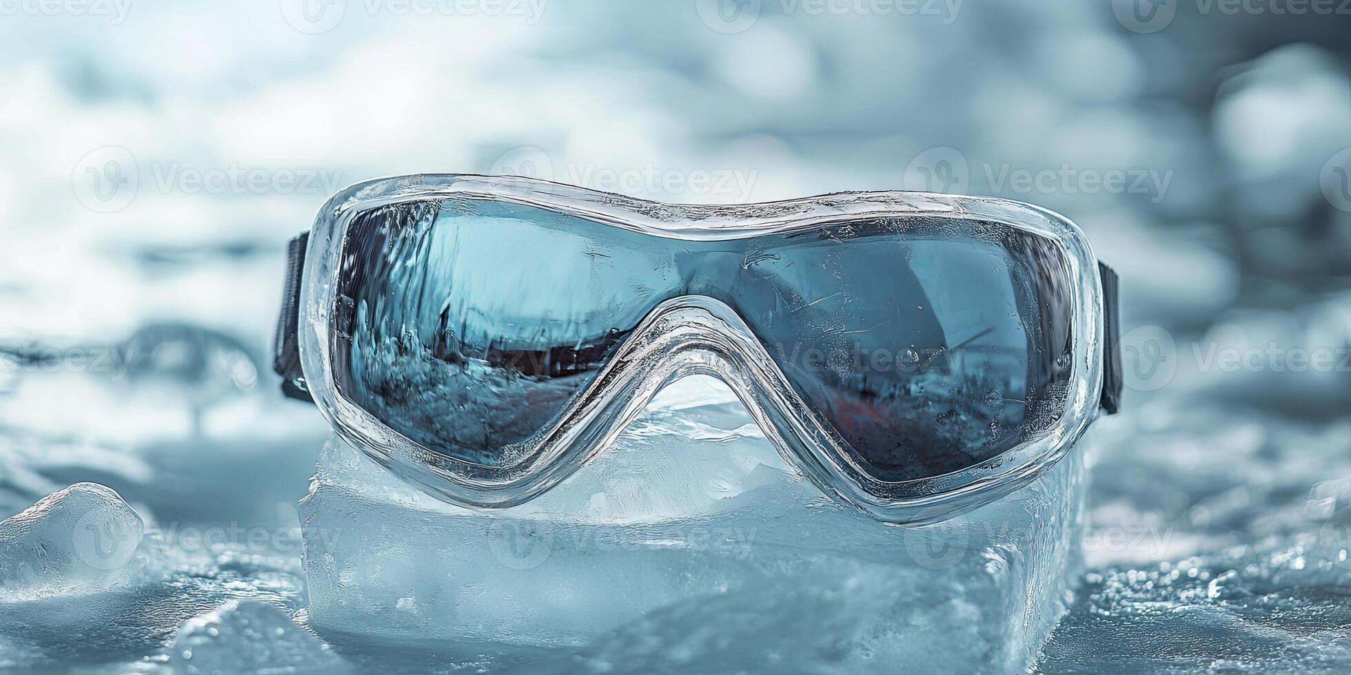 Icy Winter Goggles on Ice Cubes photo