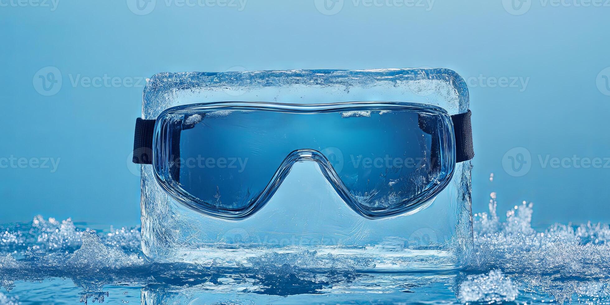 Frozen Winter Sports Goggles on Ice Cube photo
