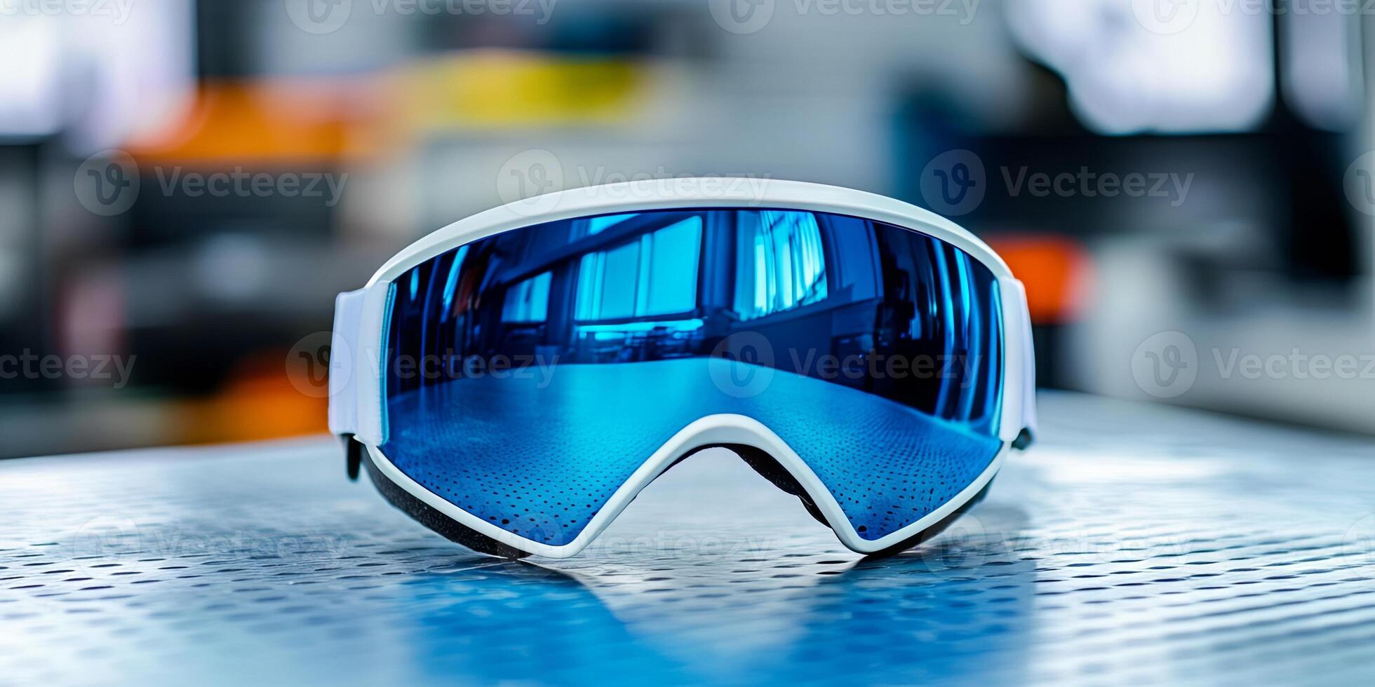 Stylish White Ski Goggles with Blue Lens - Winter Sports Gear photo