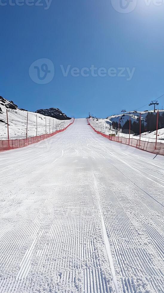 Snowy Ski Slope Extends to the Horizon photo