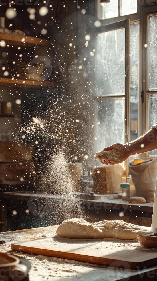 Artisan Bread Making Process in a Cozy Kitchen photo