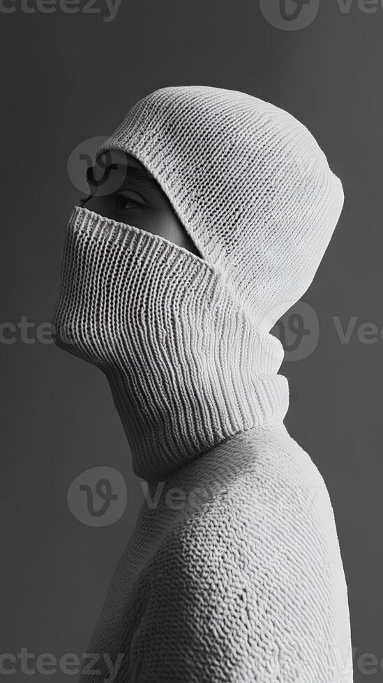 Close-up Fashion Portrait of a Person in a Knitted Sweater photo