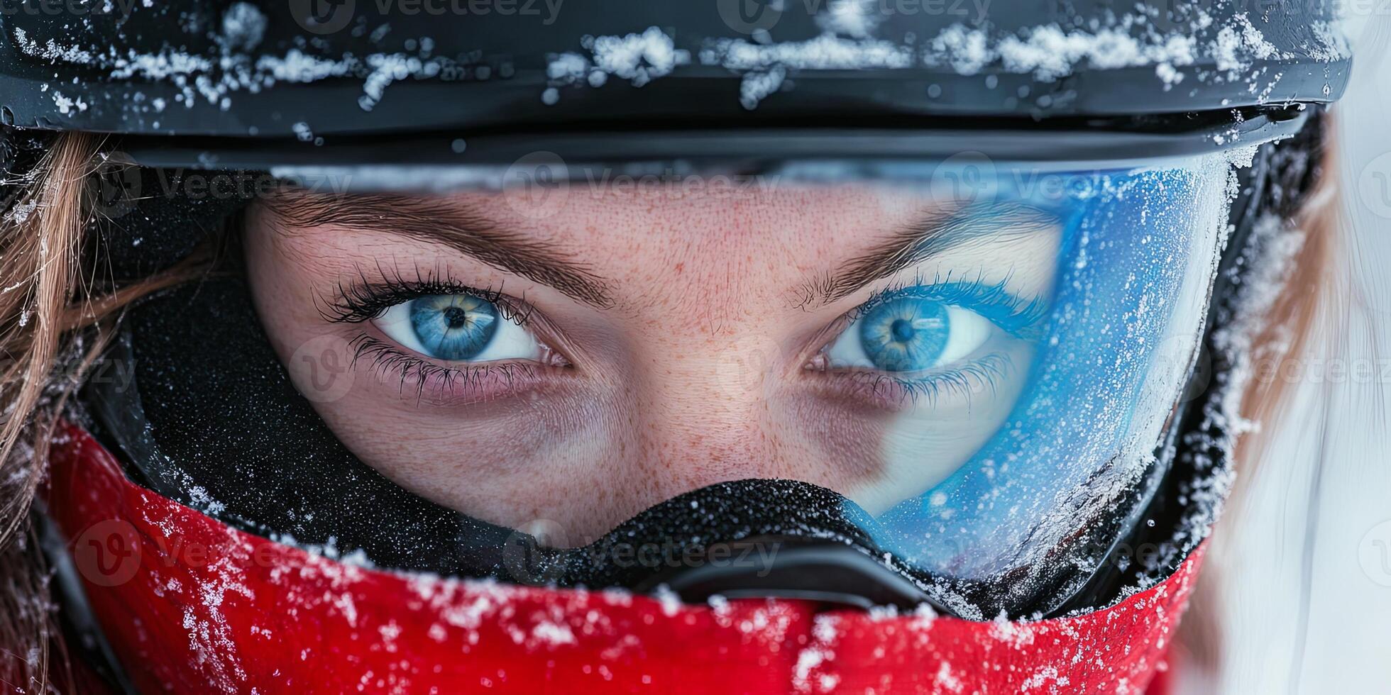 Woman in Winter Gear with Blue Eyes photo