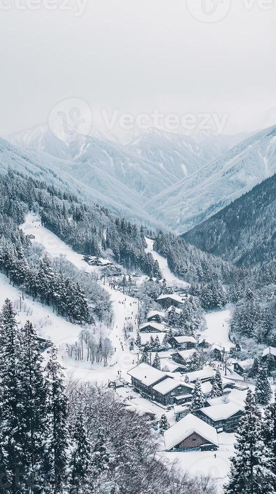 Snowy Mountain Village, A Winter Wonderland photo