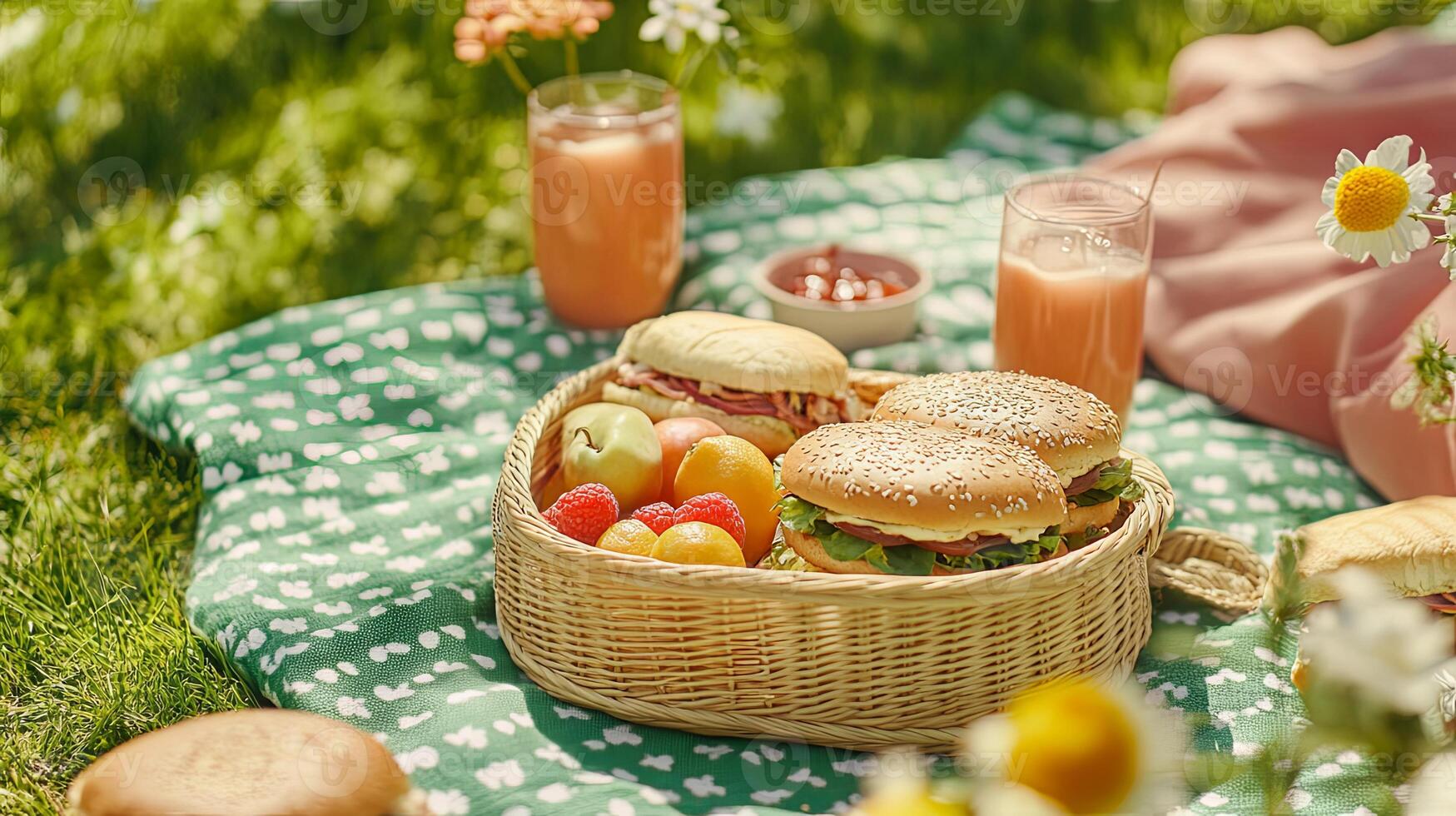 Picnic Lunch in a Sunny Garden photo
