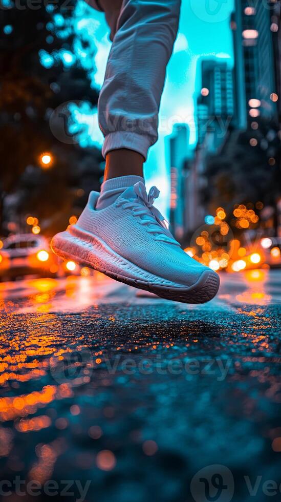 Urban Night Jump - Stylish Footwear in Motion photo