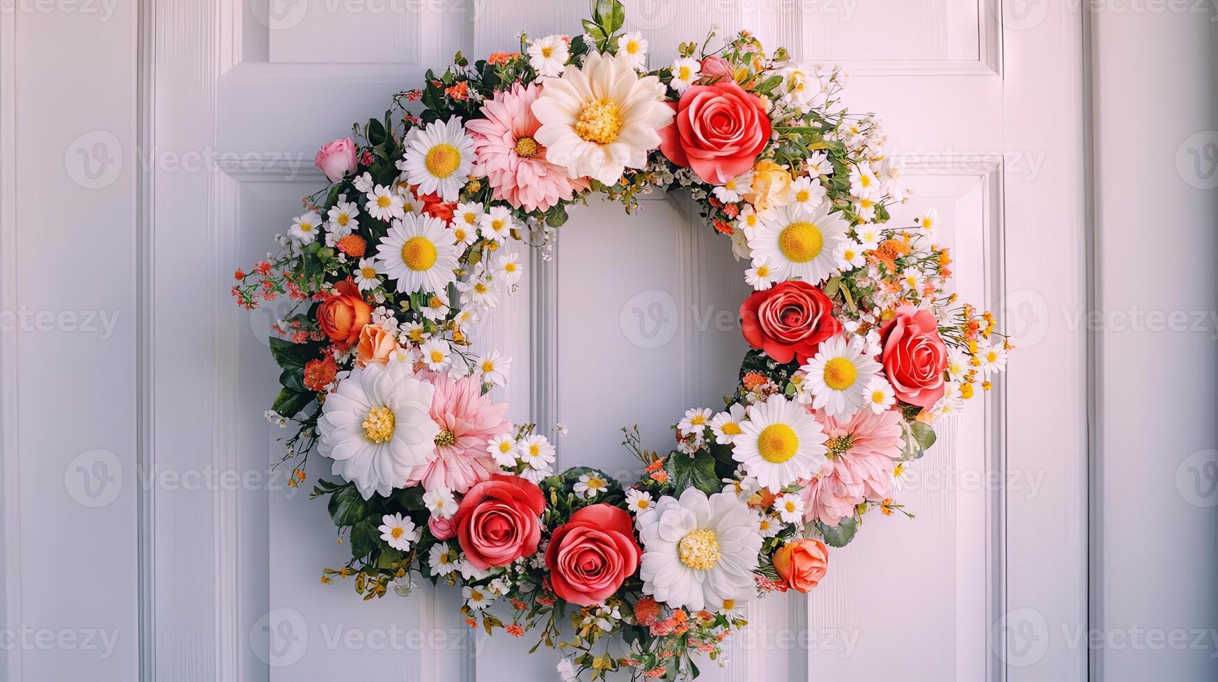 Spring Floral Wreath for Front Door photo