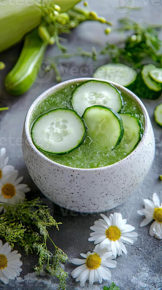 Refreshing Cucumber Smoothie in a Bowl photo