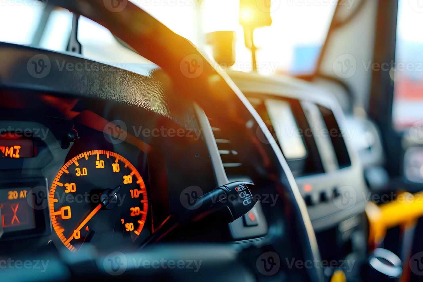 Exploring the Intricate Details of a Vehicle's Dashboard. Speedometer, Controls, and Interior Design Elements. Unveiling the Automotive World's Technological Marvels and Mechanical Precision photo