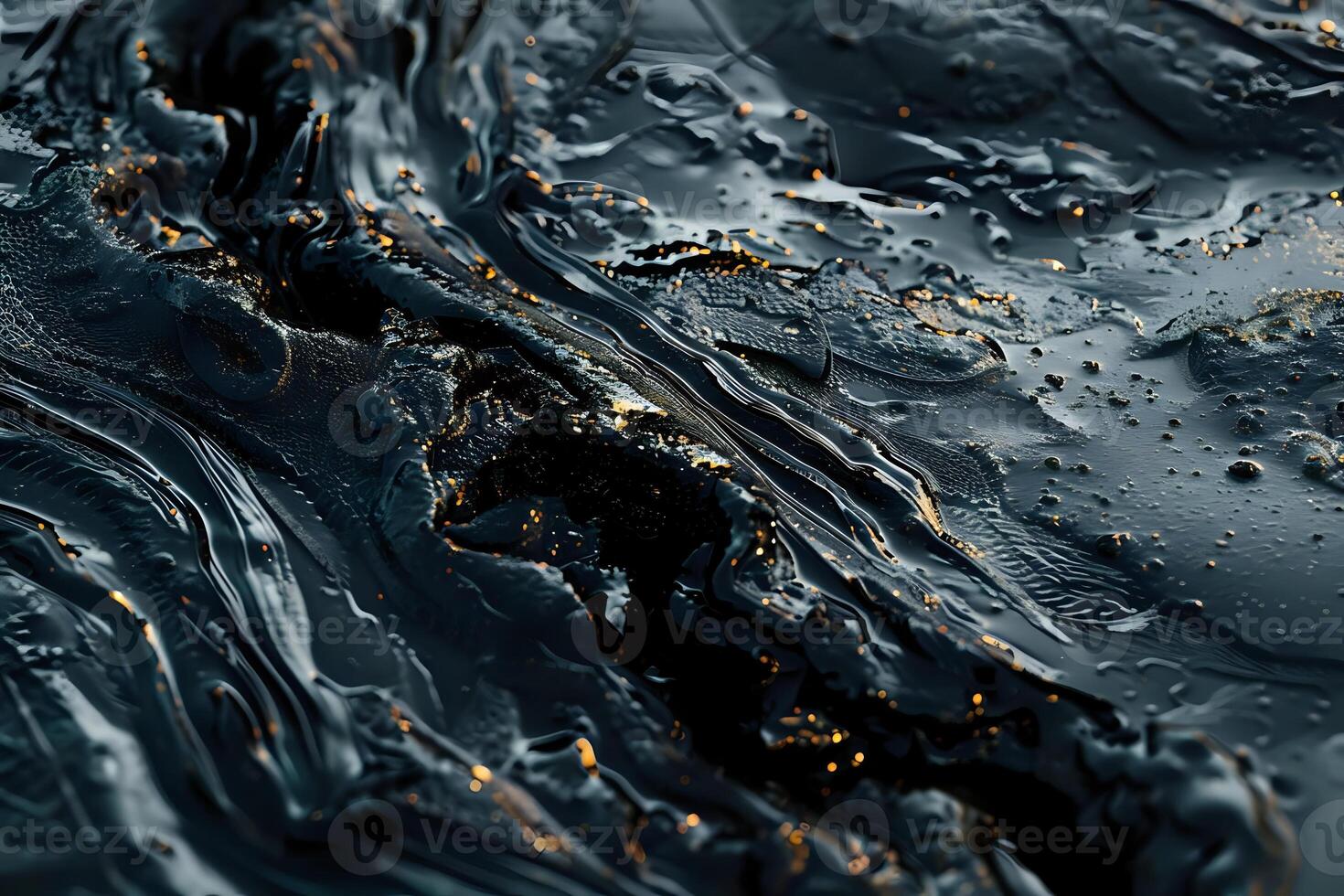 Liquid Gold. Abstract Dark Blue and Gold Swirls, Elegant Fluid Motion, Luxurious Texture, Shimmering Reflections, Deep Color Palette, Mysterious Abyss, Captivating Visuals, Artistic Expression photo