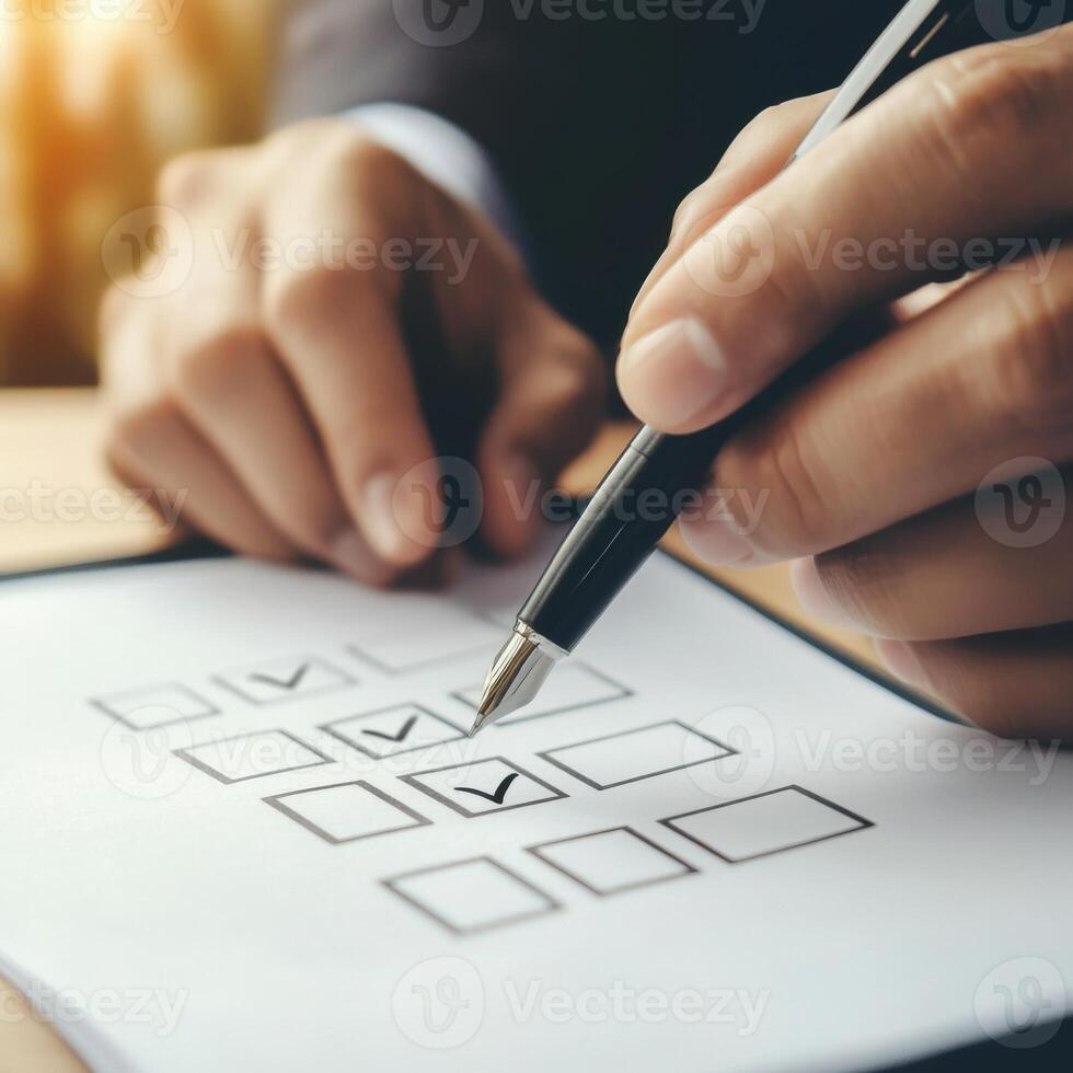 Planning and organizing tasks with a checklist in a professional setting during daylight hours photo