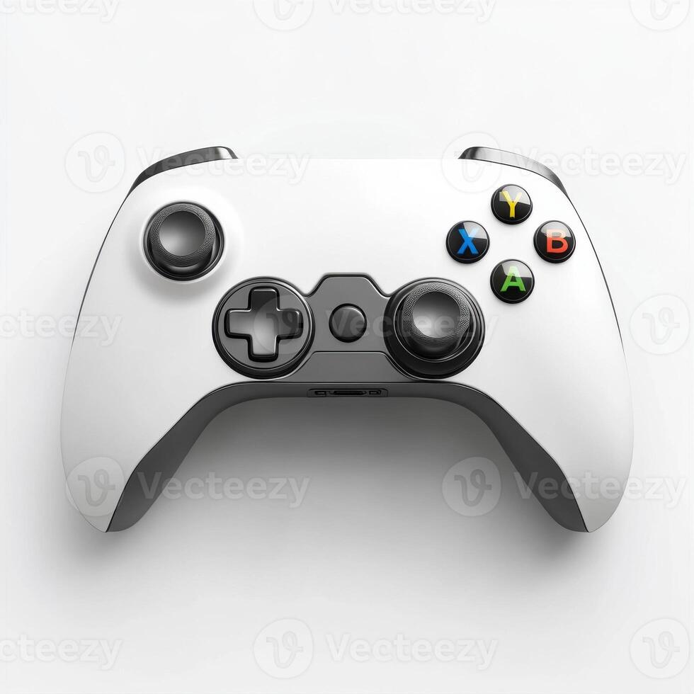 White gaming controller on a light background showcasing its design and functionality photo