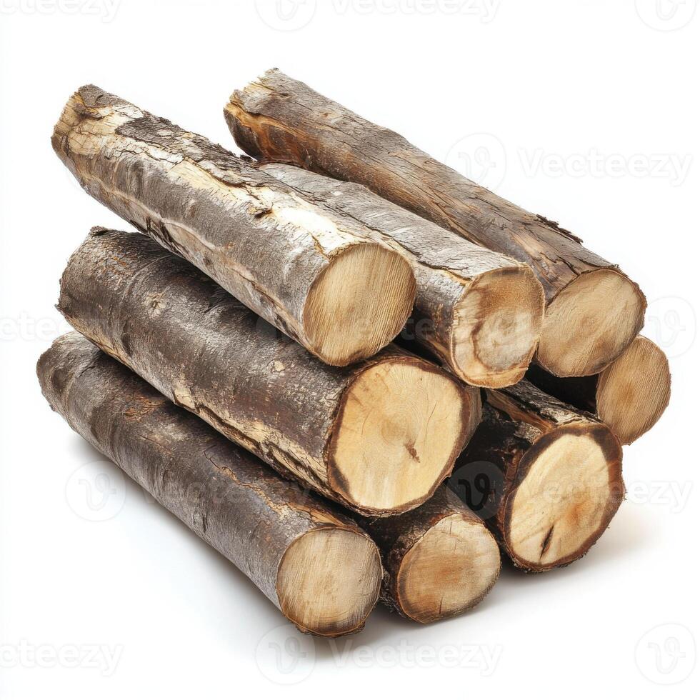 Stacked firewood logs ready for use in cooking and heating during winter nights in a cozy cabin setting photo