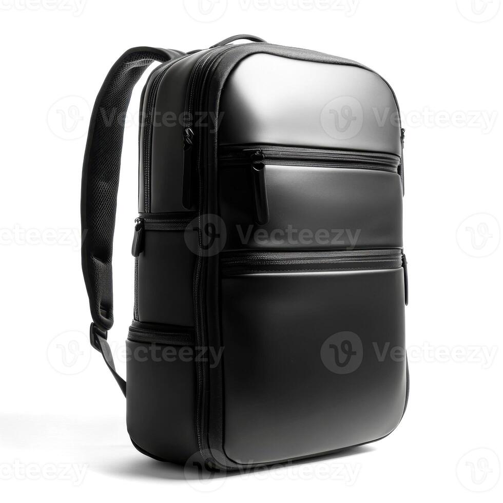 Sleek black backpack designed for modern professionals with multiple compartments photo