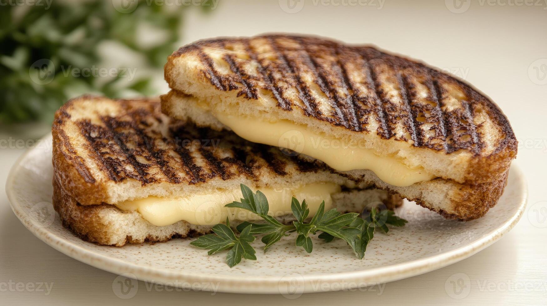 Melted cheese oozes from a perfectly grilled sandwich, inviting comfort and warmth photo