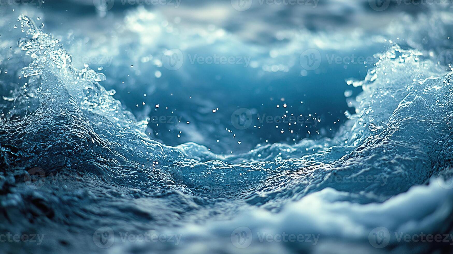 Water splashes energetically as waves crash, creating a captivating display of movement and light photo