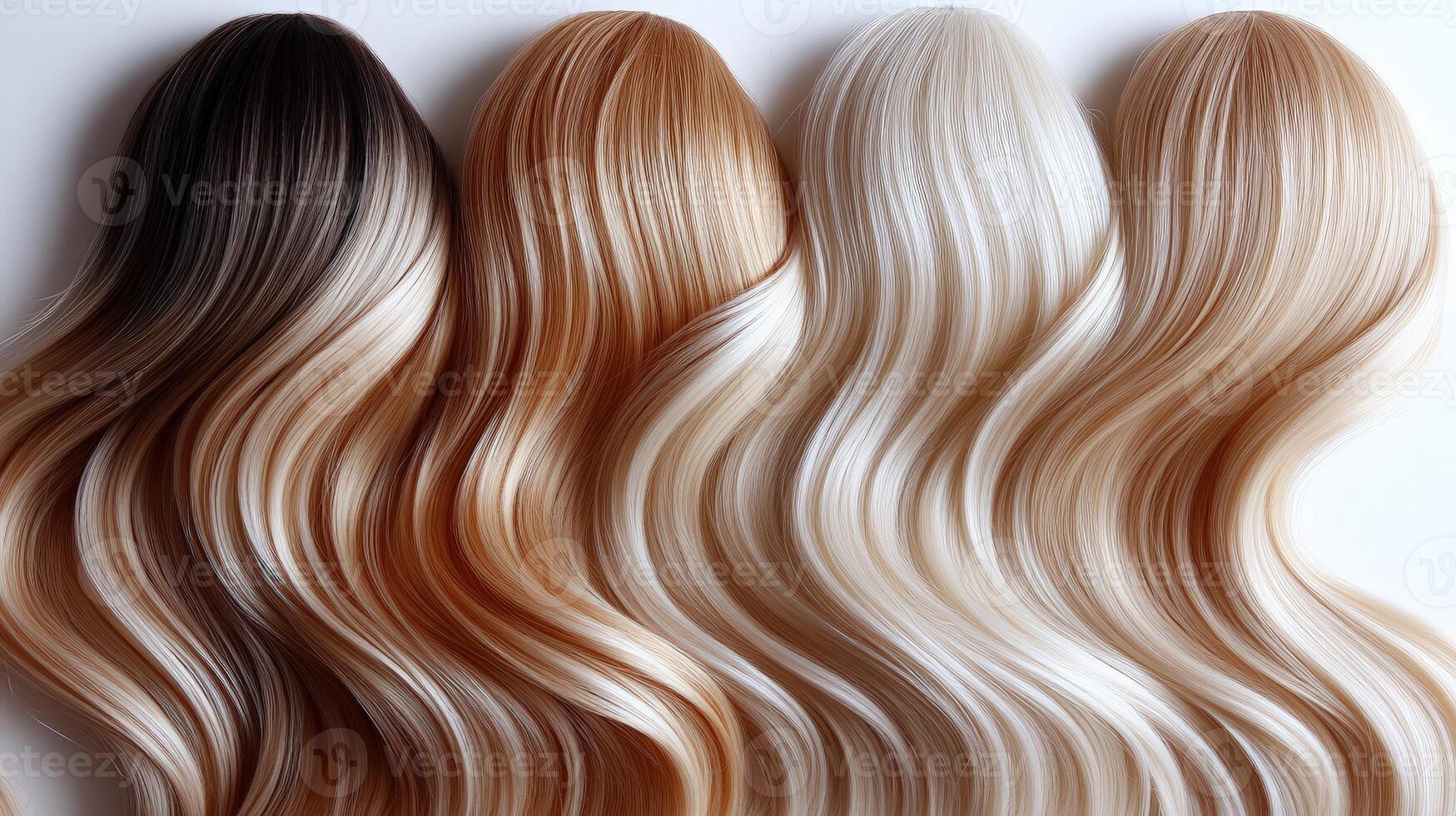 A stunning showcase of smooth hair in vibrant shades with flowing color transitions photo