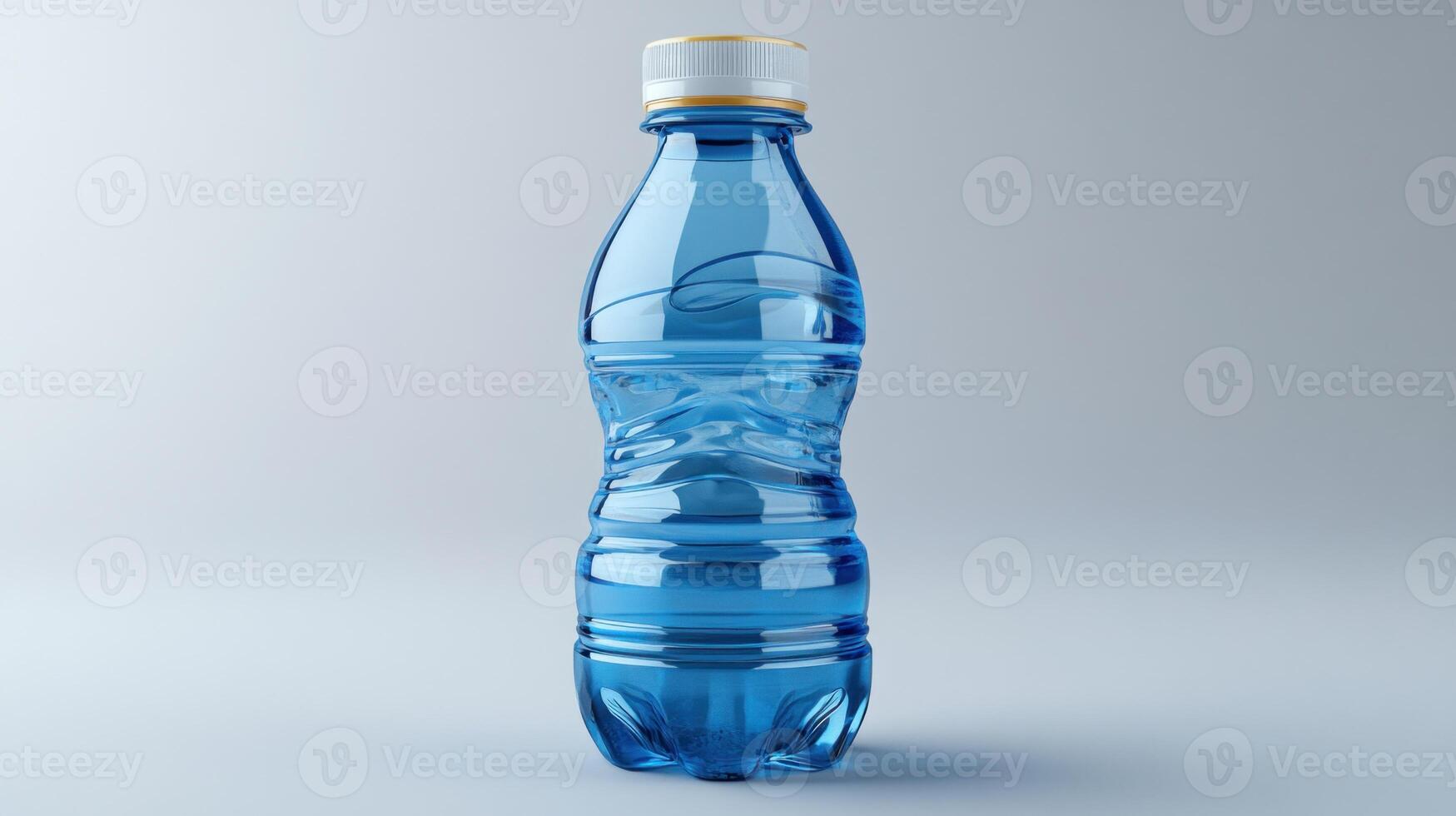 A well-designed water bottle glistens under soft light, reflecting purity and hydration photo