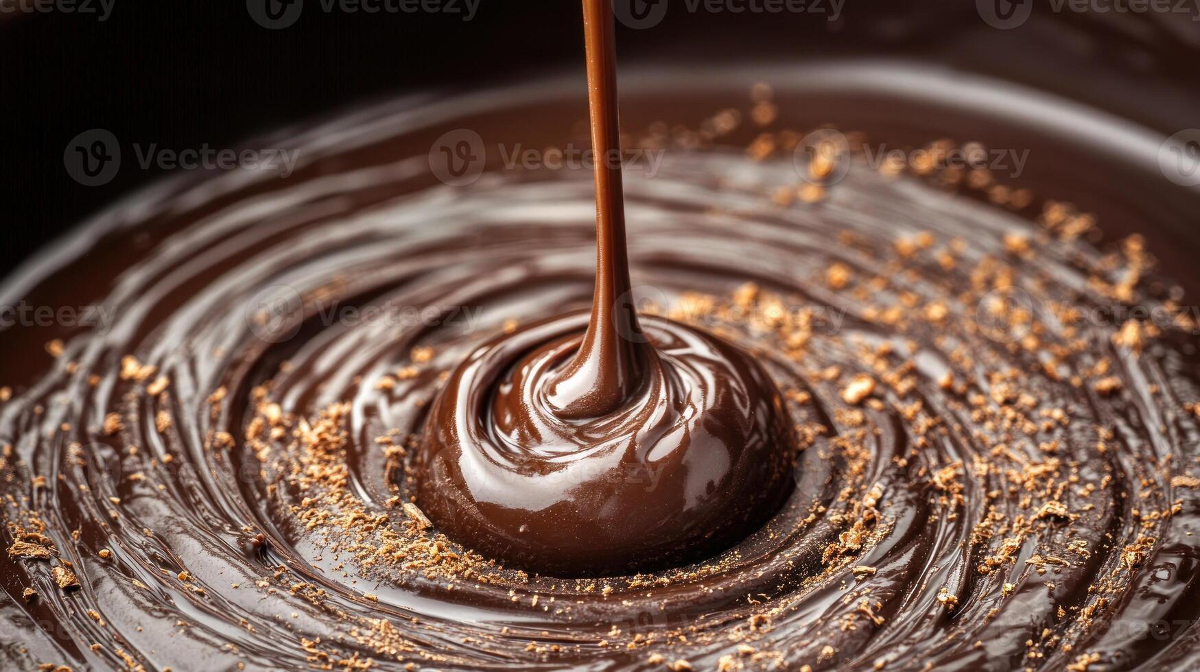 Luscious dark chocolate smoothly swirls, inviting chefs to create exquisite treats photo
