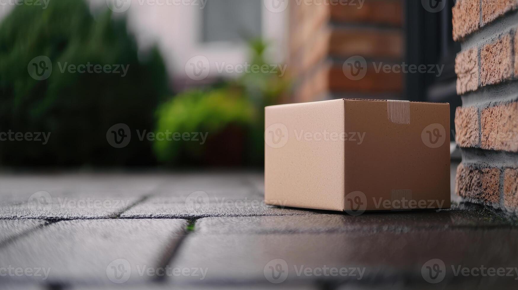 shipping box on doorstep, ready for delivery, adds sense of anticipation photo