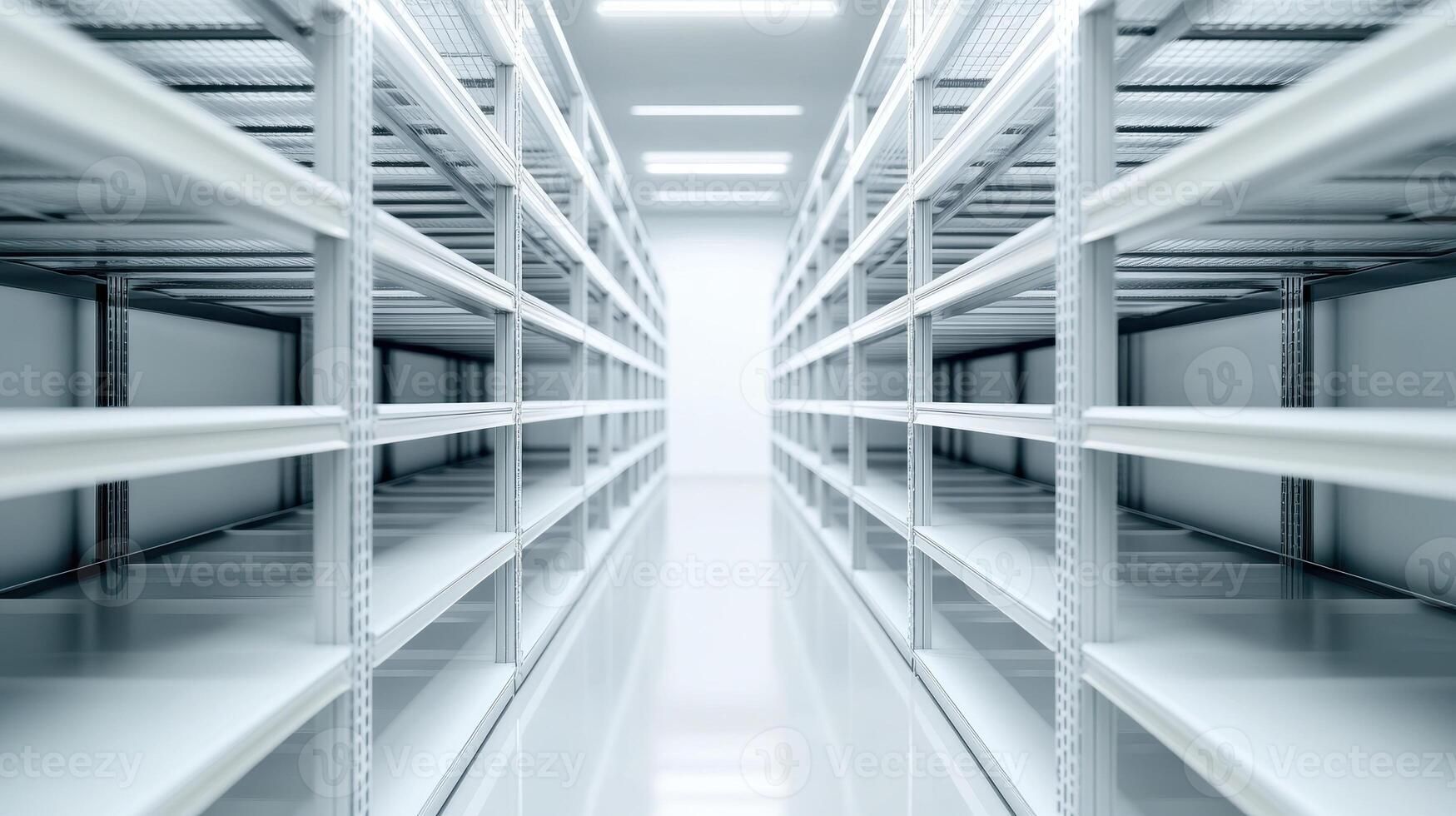 Cold storage racks in temperature controlled environment, showcasing organized shelving for efficient storage solutions photo