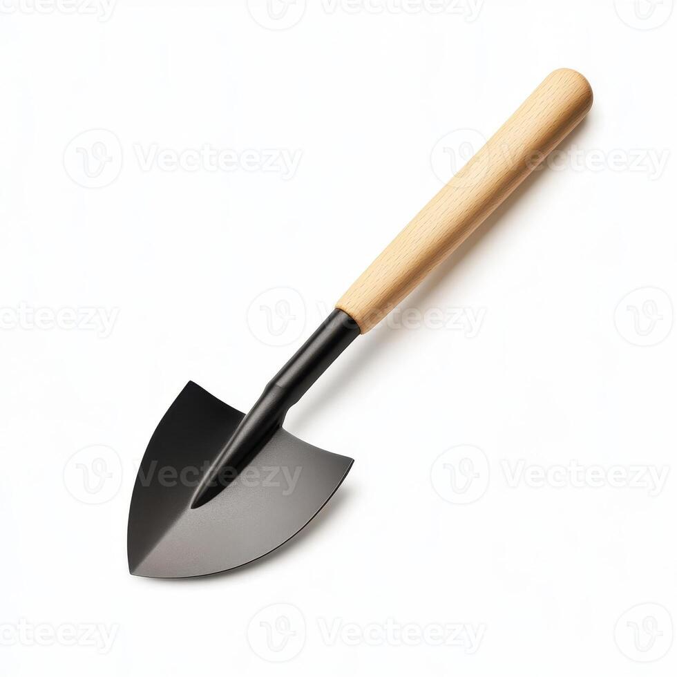 sturdy garden hoe with sharp blade and wooden handle, perfect for digging and cultivating soil photo