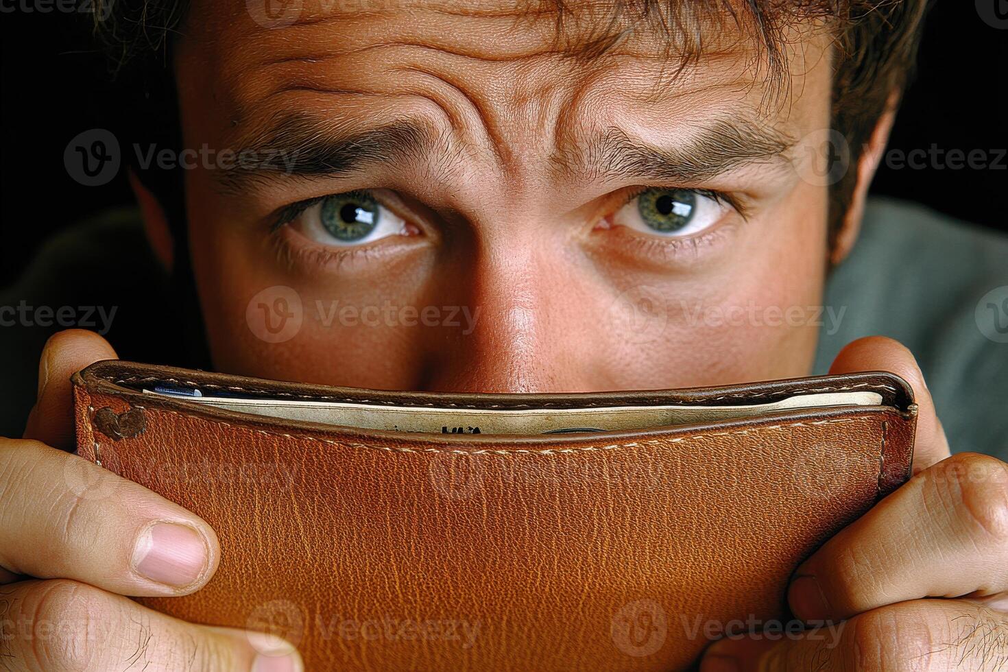 Man Holding an Empty Wallet Symbolizing Financial Struggles and Gig Economy Challenges photo