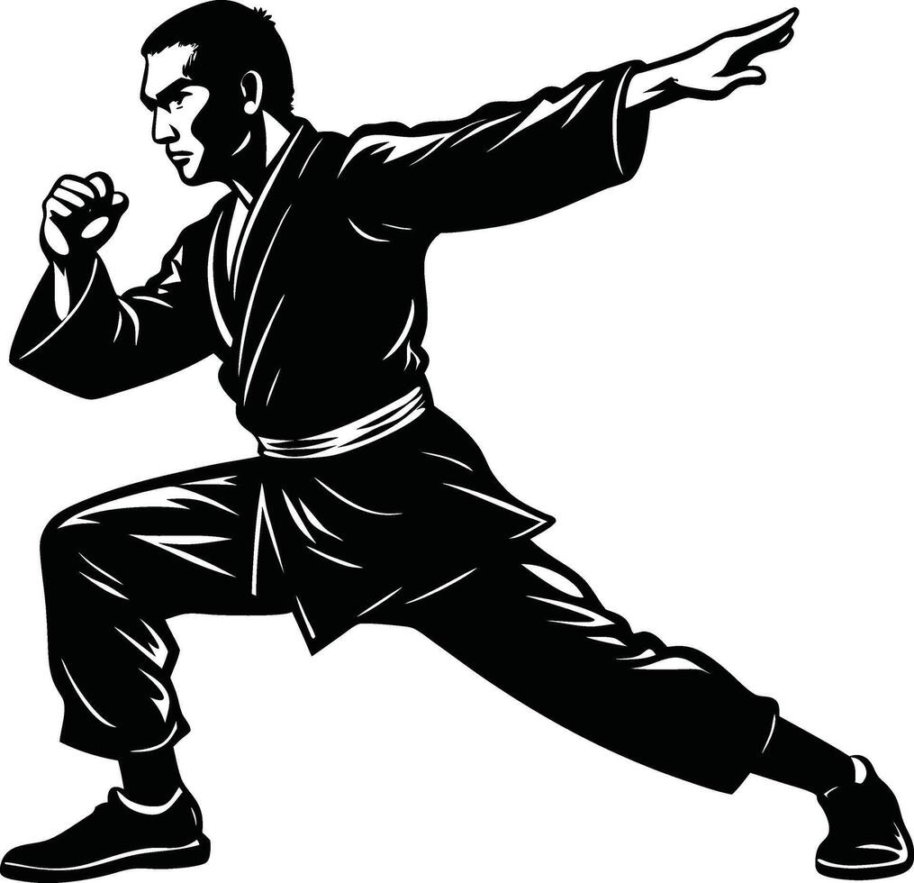 Kung Fu Master Action Silhouette vector