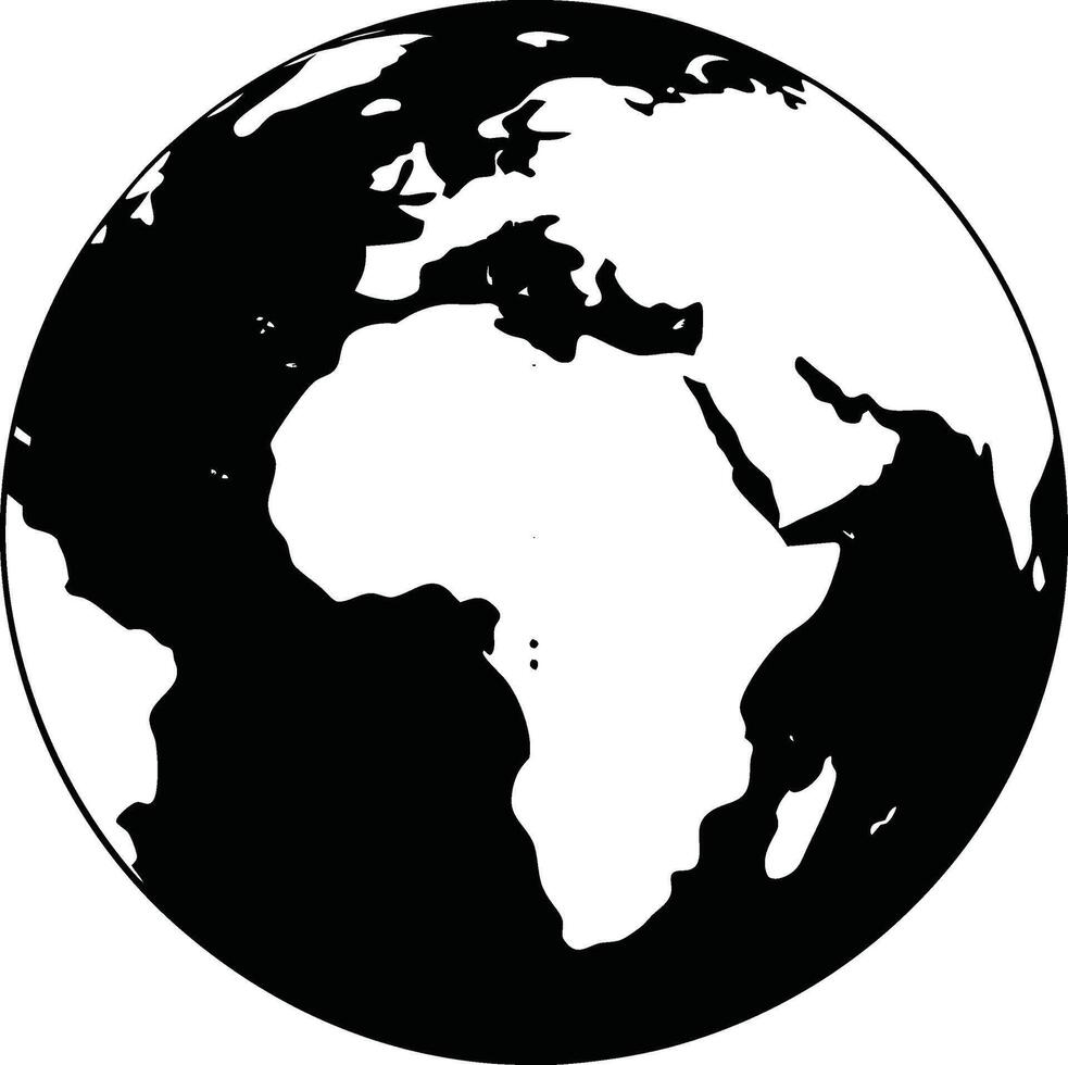 Black and White Silhouette of Earth vector