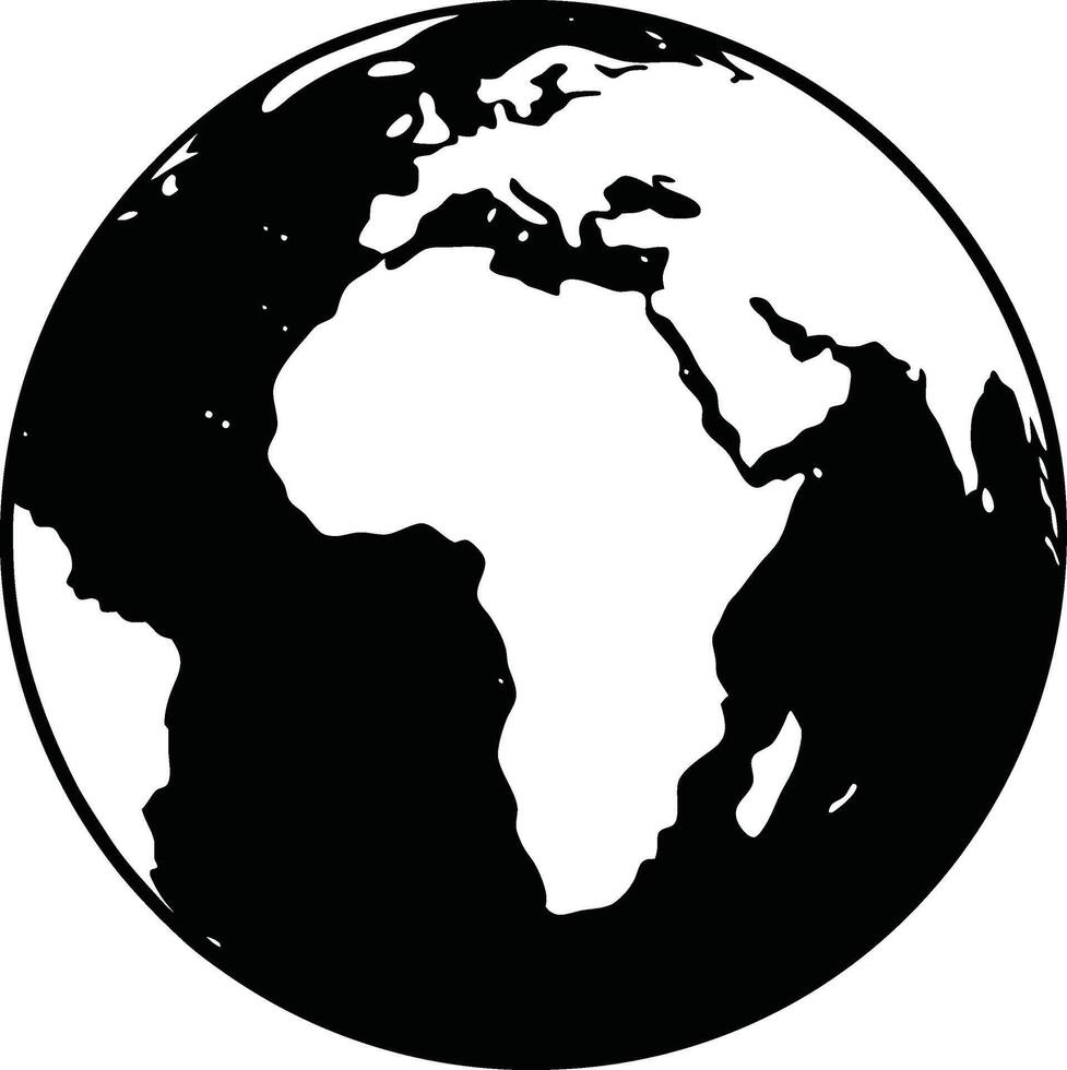 Earth Silhouette in Black and White vector
