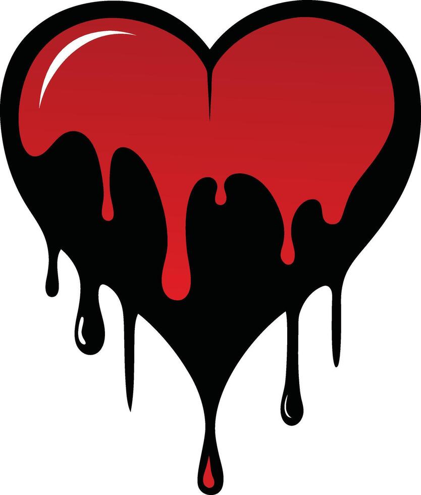 Dripping Heart Symbol Love and Heartbreak Fusion vector