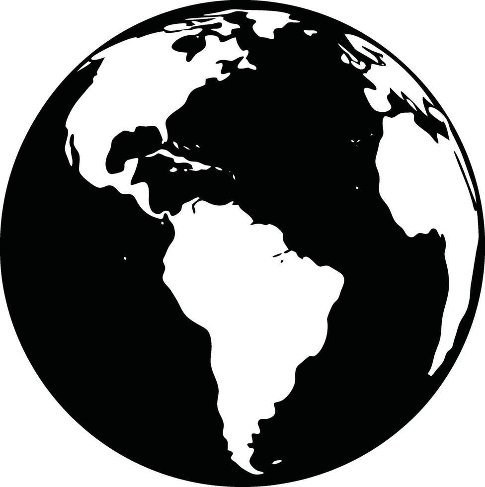 Minimalistic Earth Silhouette Black and White vector