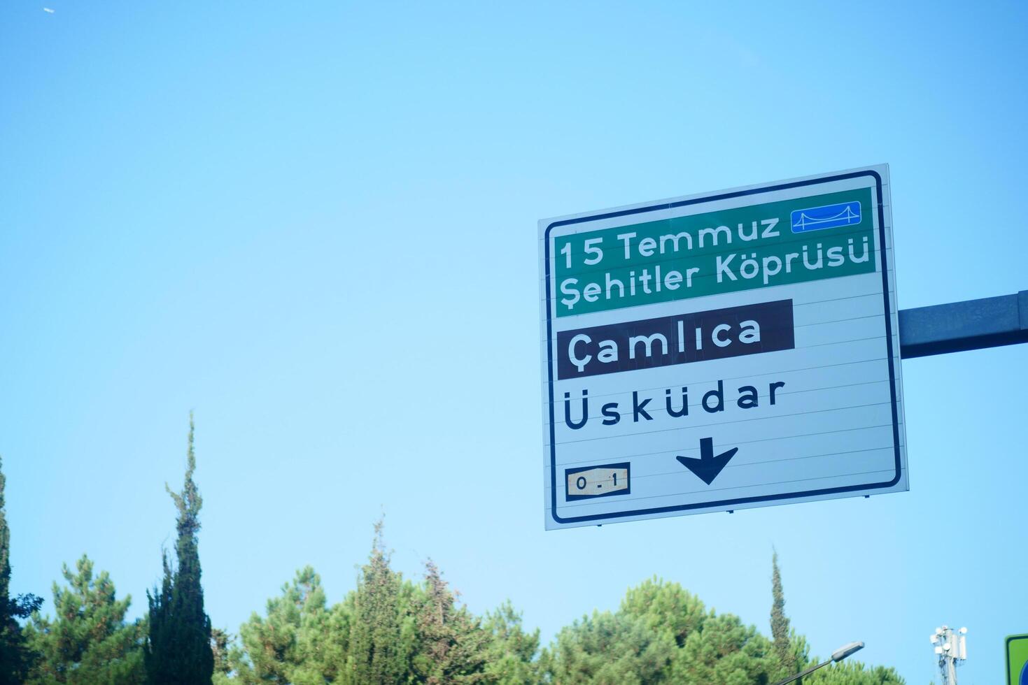 turkey istanbul 23 june 2024.. This is a traffic sign indicating directions for Camlica and Uskudar in Turkey photo