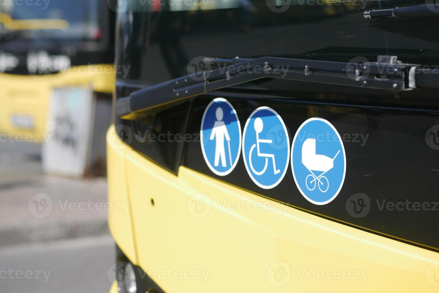 Enhancing accessibility with yellow checkerboard symbols for public transportation icon display photo