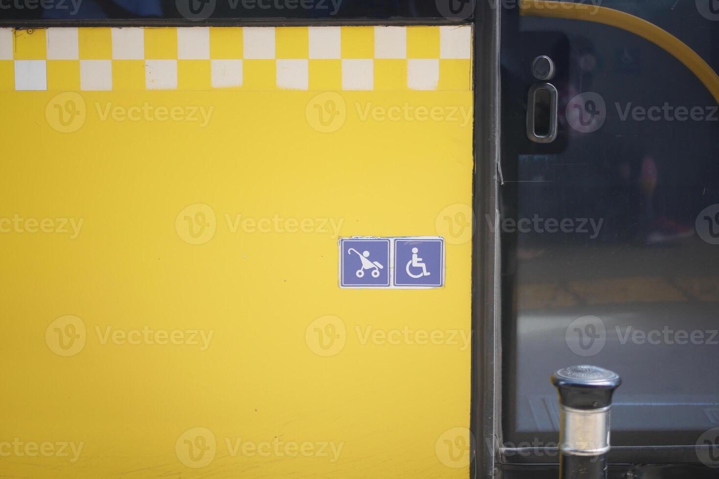 Enhancing accessibility with yellow checkerboard symbols for public transportation icon display photo
