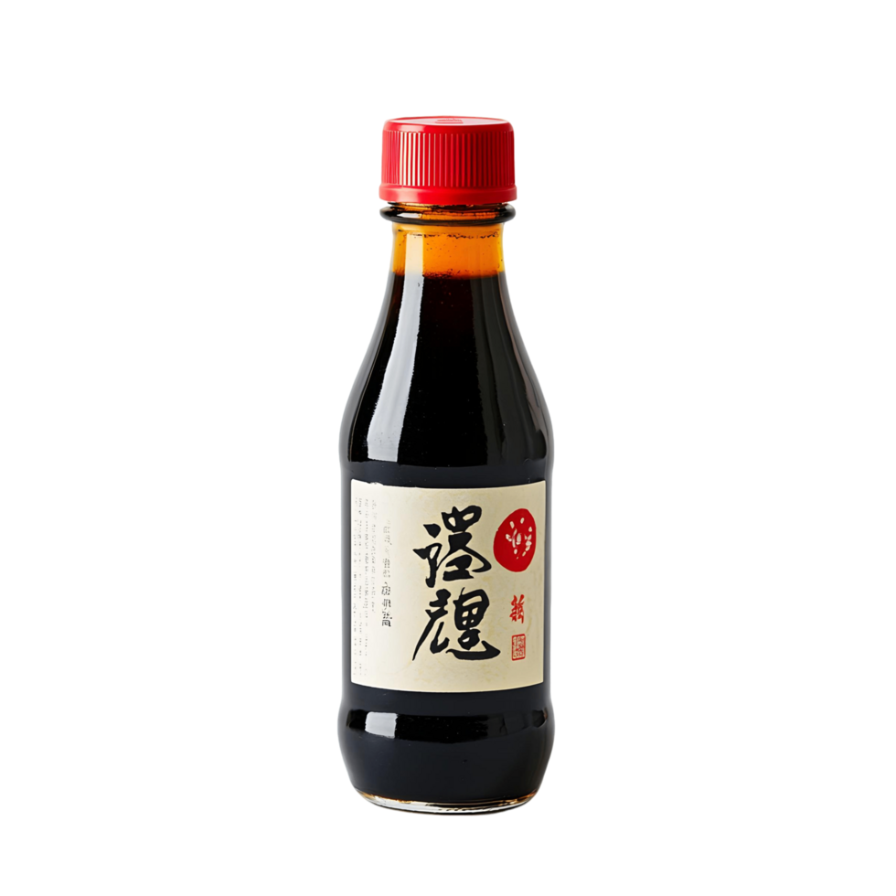 Dark Soy Sauce in a Glass Bottle png