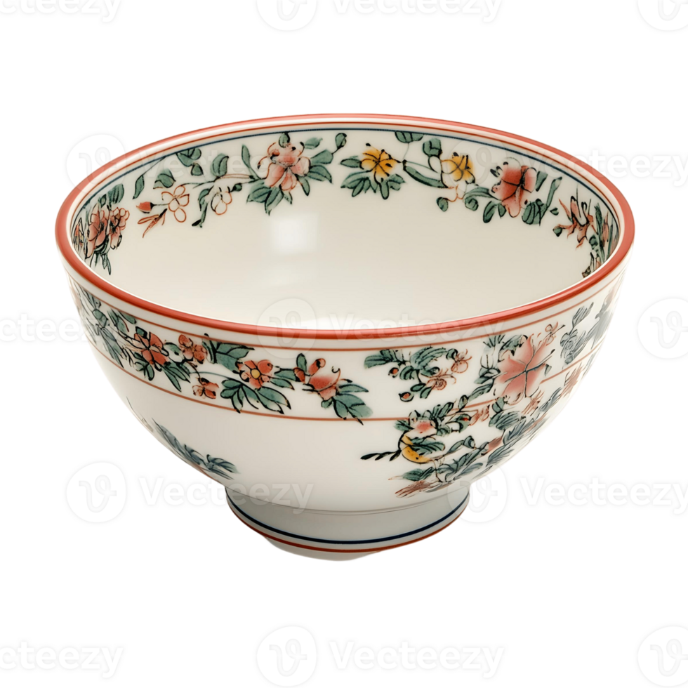 Handcrafted Noodle Bowl with Traditional Patterns png
