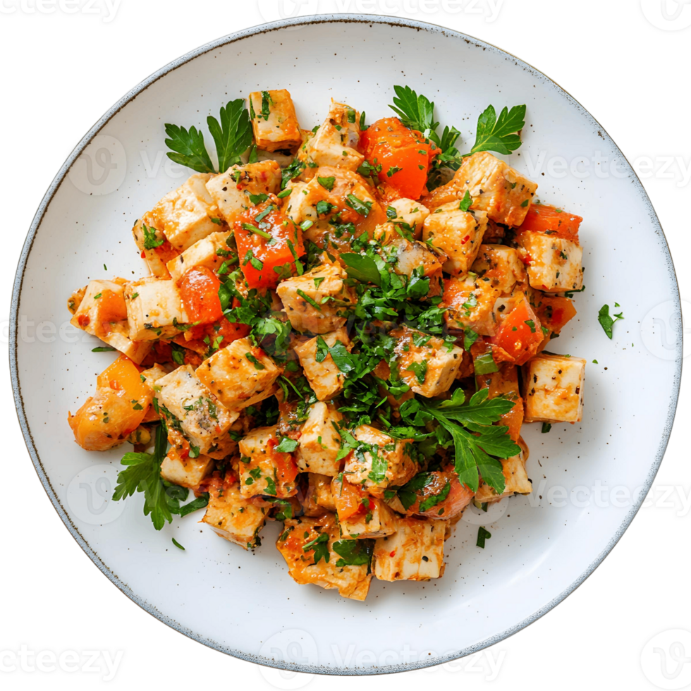 Steaming Hot Ma Po Tofu in a Vibrant Sauce png