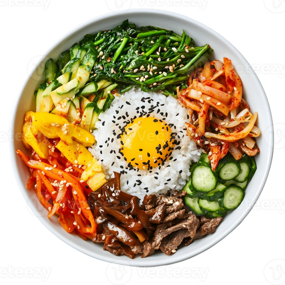 Traditional Korean Bibimbap with Rice and Vegetables png