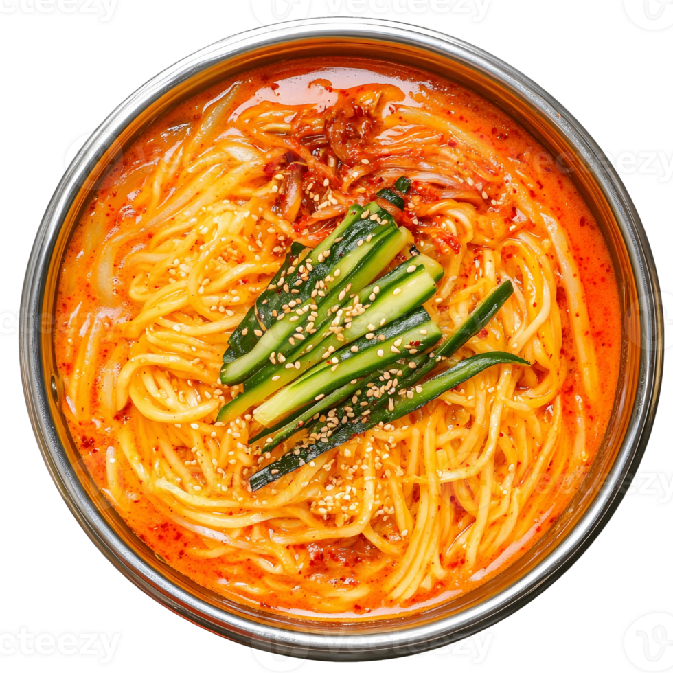 Authentic Korean Bibim Guksu with a Tangy Sauce png
