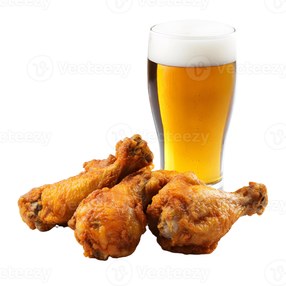 Classic Chimaek with Juicy Chicken and Ice-Cold Beer png