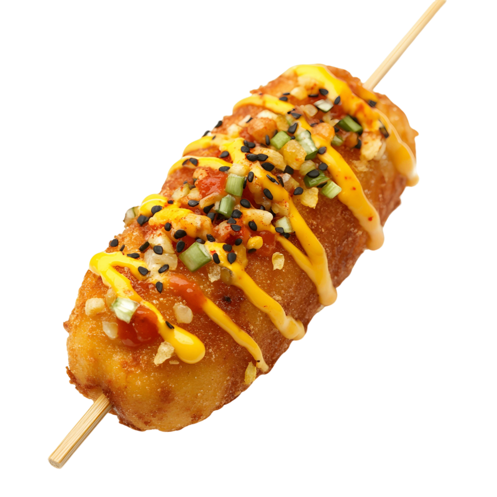 Korean-Style Corn Dog with a Crispy Coating png