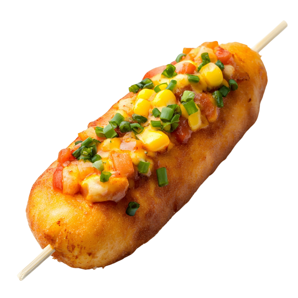 Classic Korean Corn Dog with Sweet and Savory Flavor png