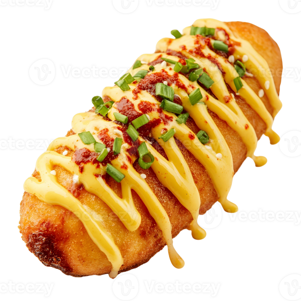 Crispy and Gooey Korean Corn Dog Perfect for Snacking png