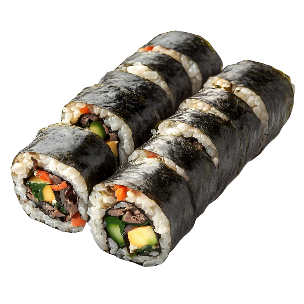 Korean Seaweed Rice Rolls Gimbap with Assorted Fillings png