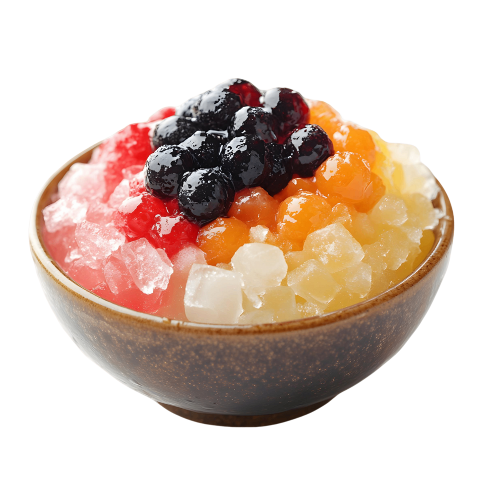 Colorful Korean Dessert Patbingsu with Toppings png
