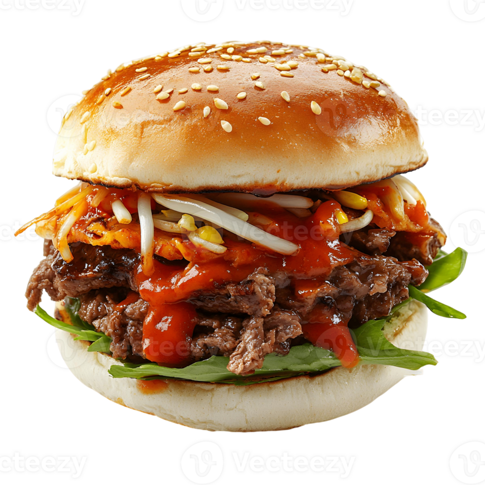 Flavorful Bulgogi Burger with Grilled Beef png