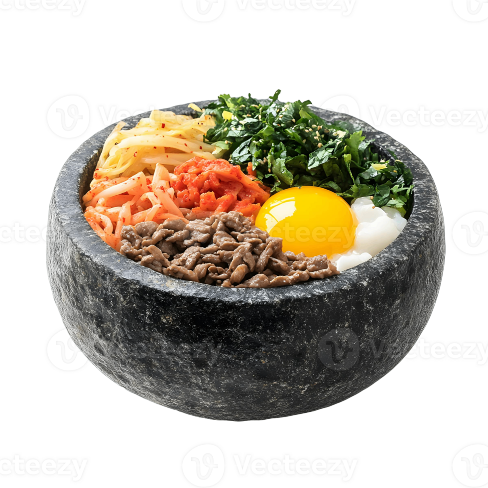 Traditional Dolsot Bibimbap with Egg Topping png